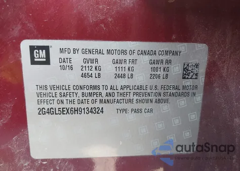 2017 Buick Regal Turbo Sport Touring из США, поврежденный, VIN 2G4GL5EX6H9134324